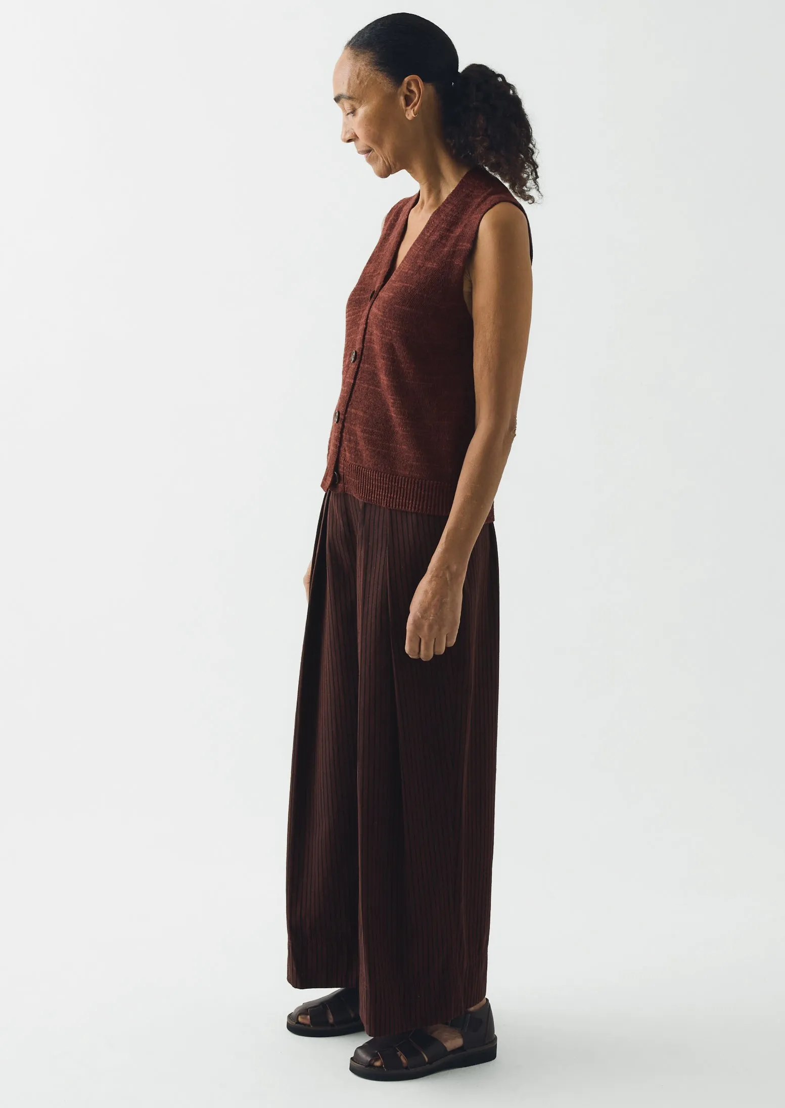 Fine Knitted Linen Cotton Tank | Beetroot sold by TOAST product image thumbnail 2