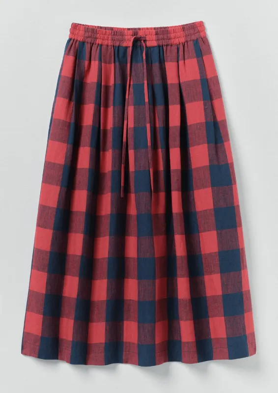 Gingham Check Linen Skirt | Raspberry/Blue sold by TOAST