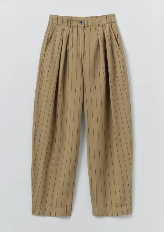 Pleat Front Stripe Cotton Linen Trousers | Fennel Seed sold by TOAST