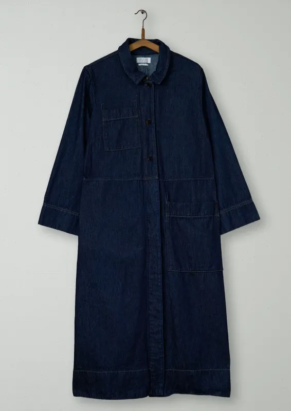 Reworn Denim Hemp Dress Size 18 (1542) | Indigo sold by TOAST