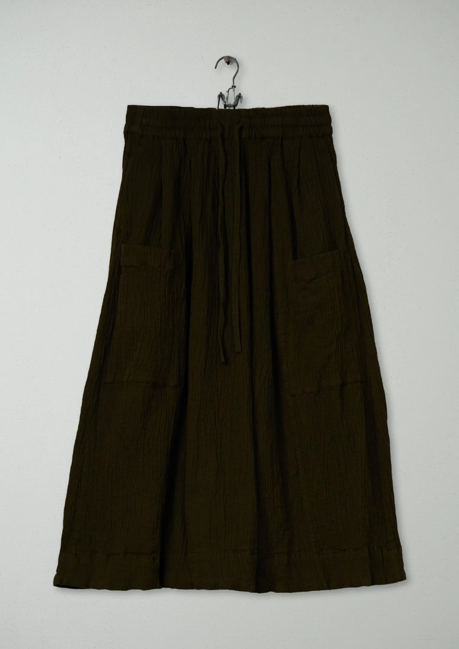 Reworn Crinkle Cotton Skirt Size M (281) | Olive sold by TOAST