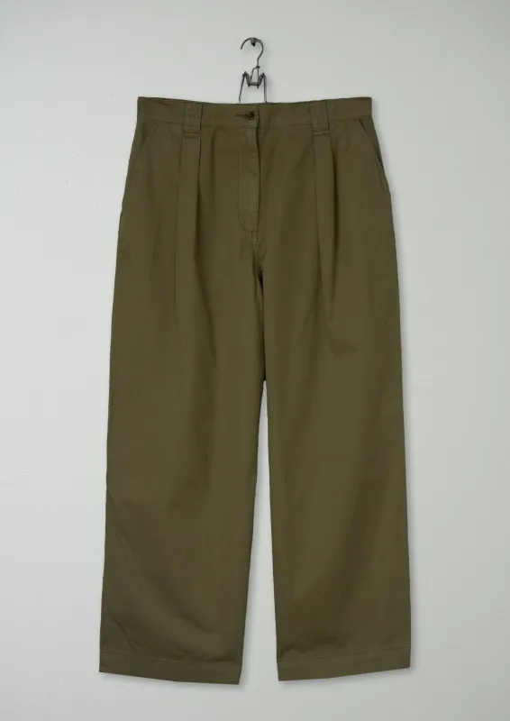 Reworn Cotton Linen Twill Trousers Size 14 (1028) | Olive Leaf made by TOAST