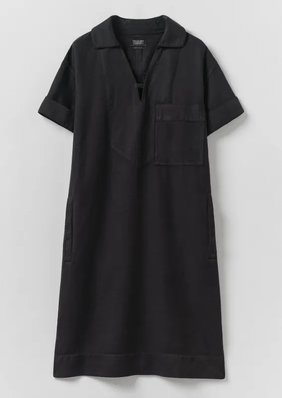 Cotton Linen Smock Dress | Soft Black made by TOAST