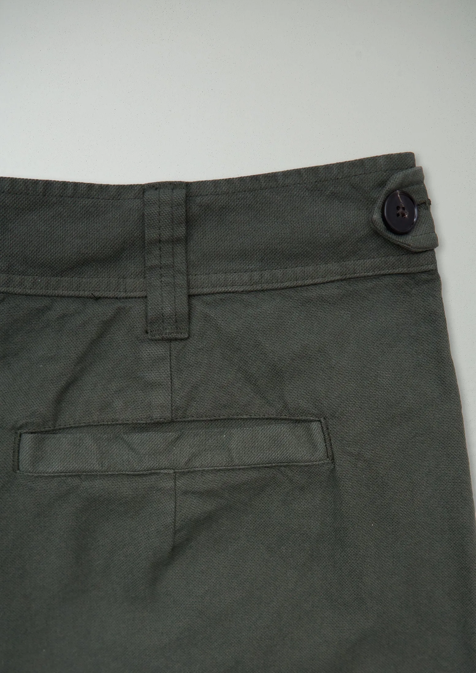 Reworn Cotton Canvas Pleat Front Trousers Size 16 (1123) | Dark Olive sold by TOAST product image thumbnail 2