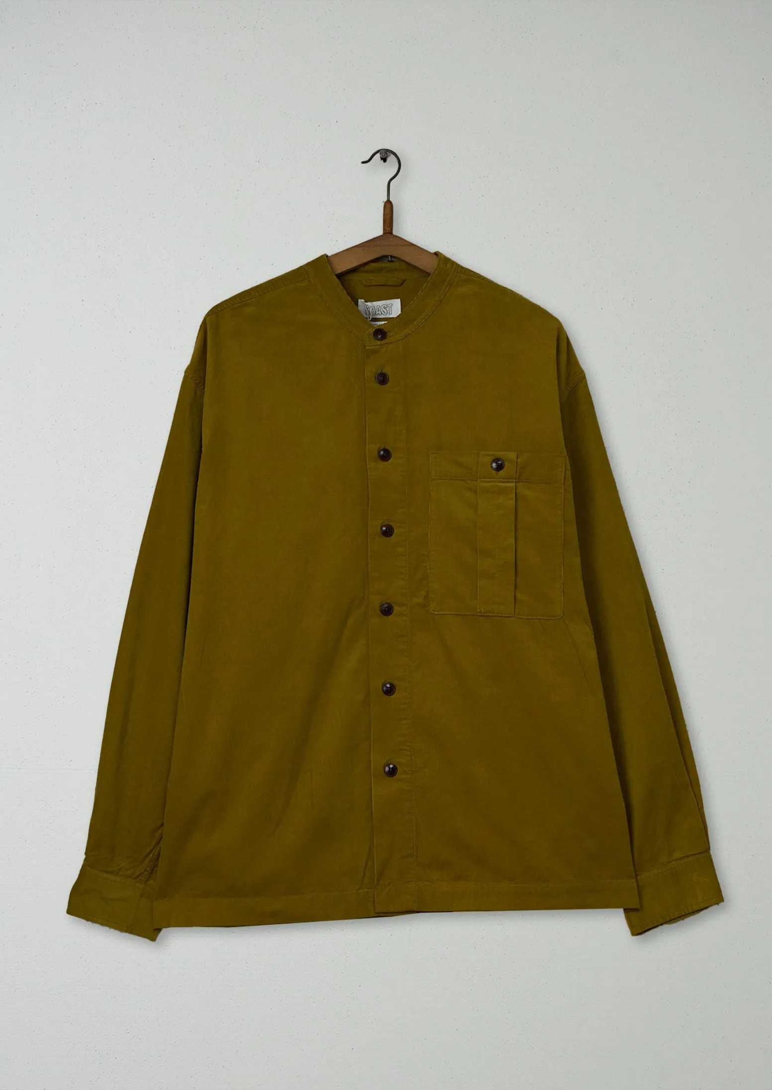Reworn Cord Grandad Shirt Size M (036) | Golden Olive sold by TOAST