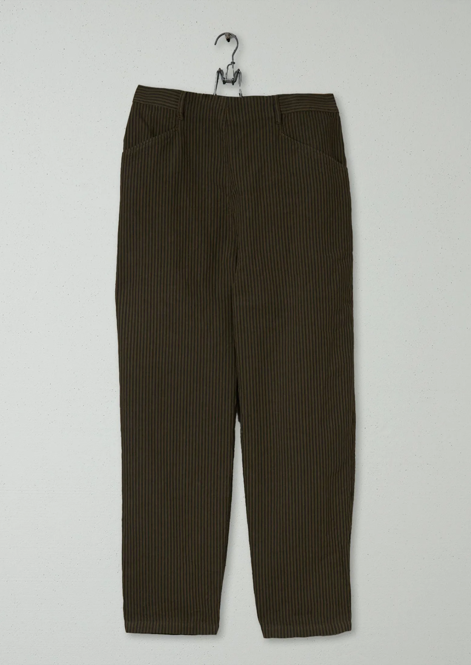 Reworn Stripe Cotton Linen Trousers Size L (1128) | Fawn sold by TOAST