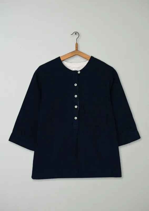 Reworn Linen Herringbone Shirt Size XXS (910) | Midnight made by TOAST