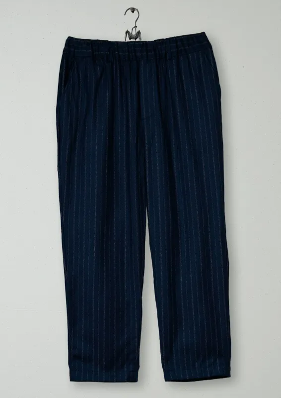 Reworn Gabi Pinstripe Wool Trousers Size 16 (1172) | Navy made by TOAST