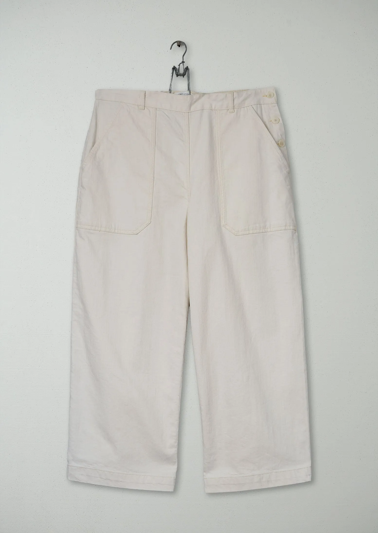 Reworn Annie Side Button Trousers Size 16 (1148) | Ecru sold by TOAST