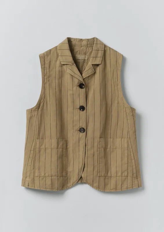 Stripe Cotton Linen Waistcoat | Fennel Seed made by TOAST