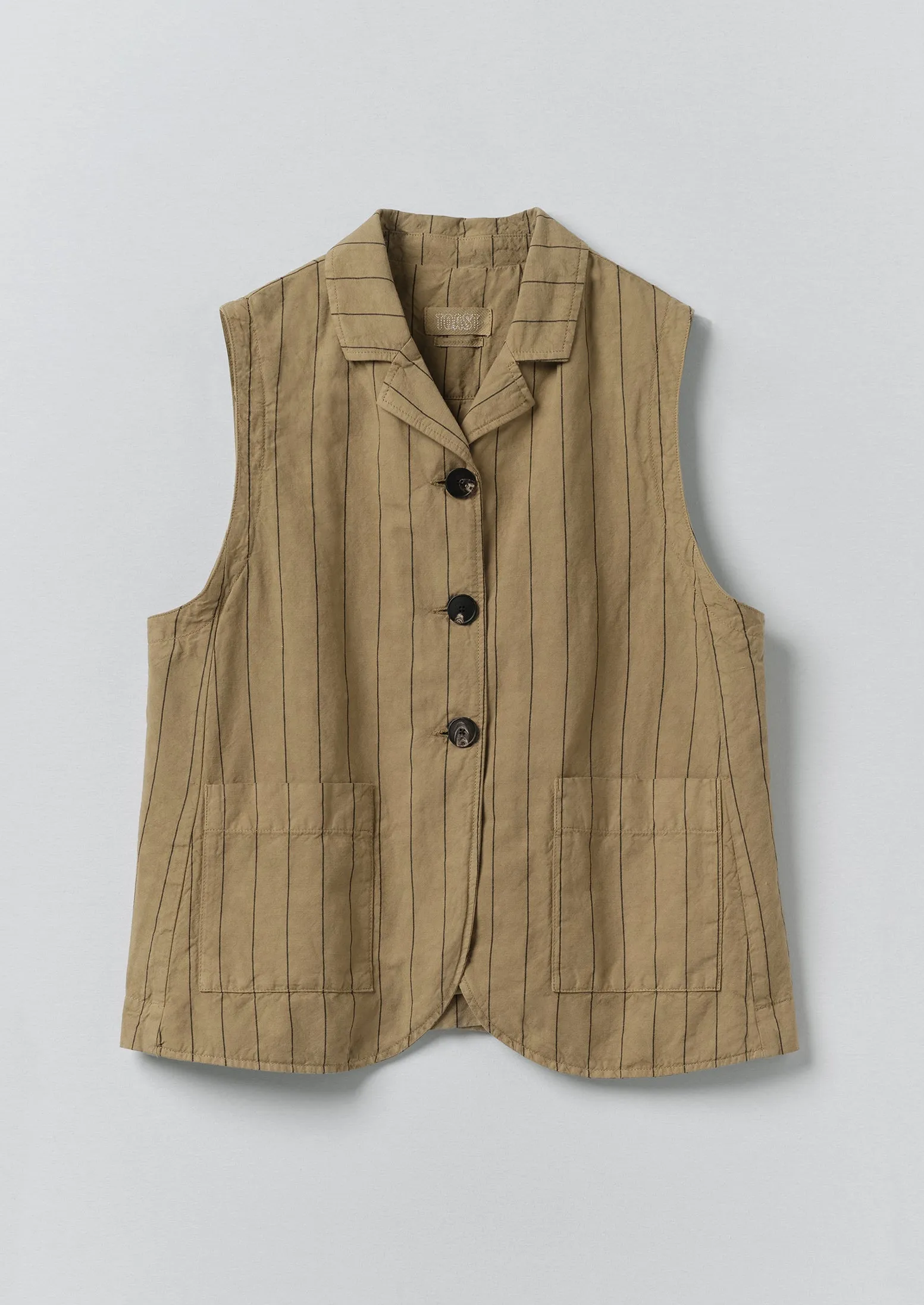 Stripe Cotton Linen Waistcoat | Fennel Seed sold by TOAST