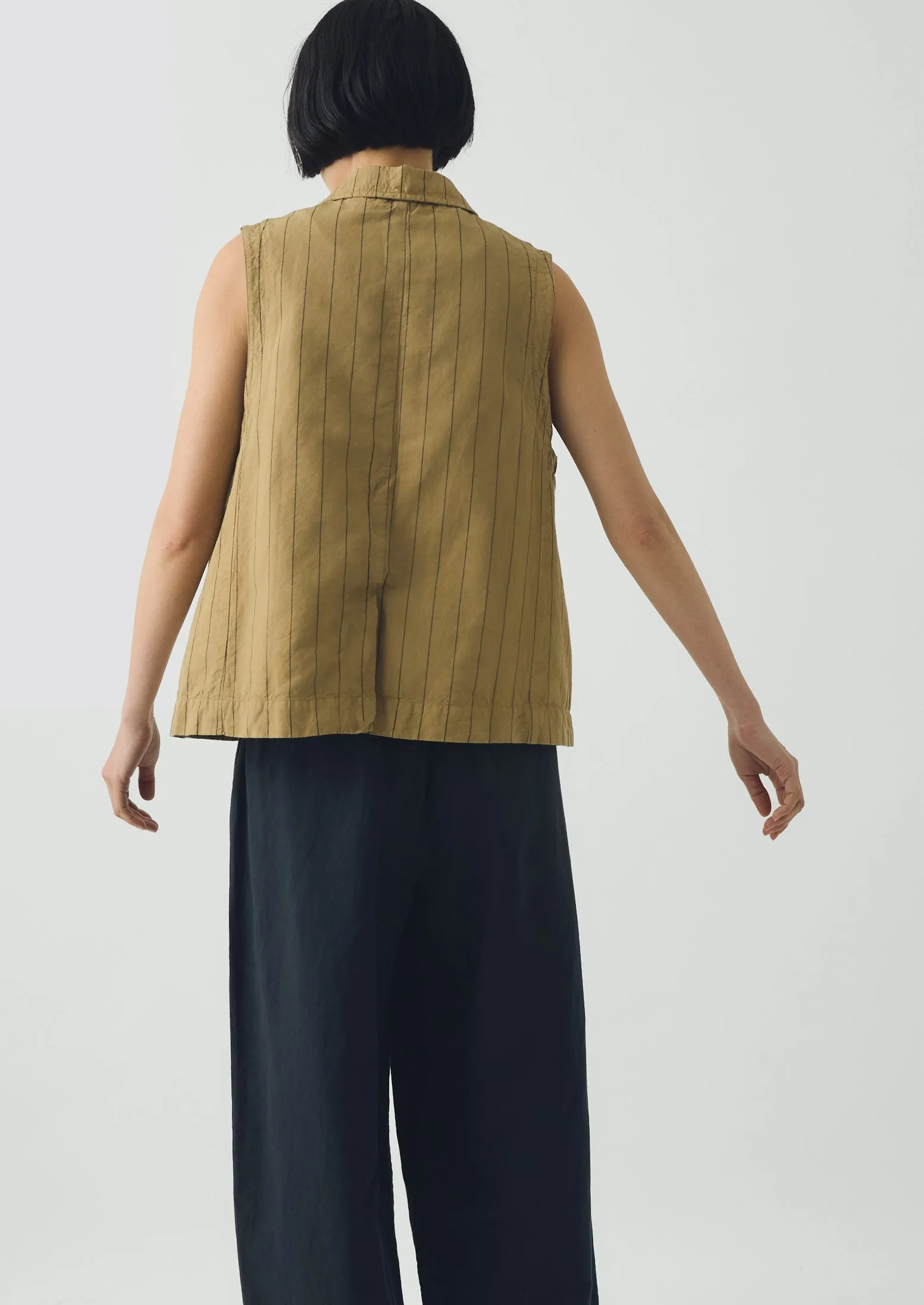 Stripe Cotton Linen Waistcoat | Fennel Seed sold by TOAST product image thumbnail 5