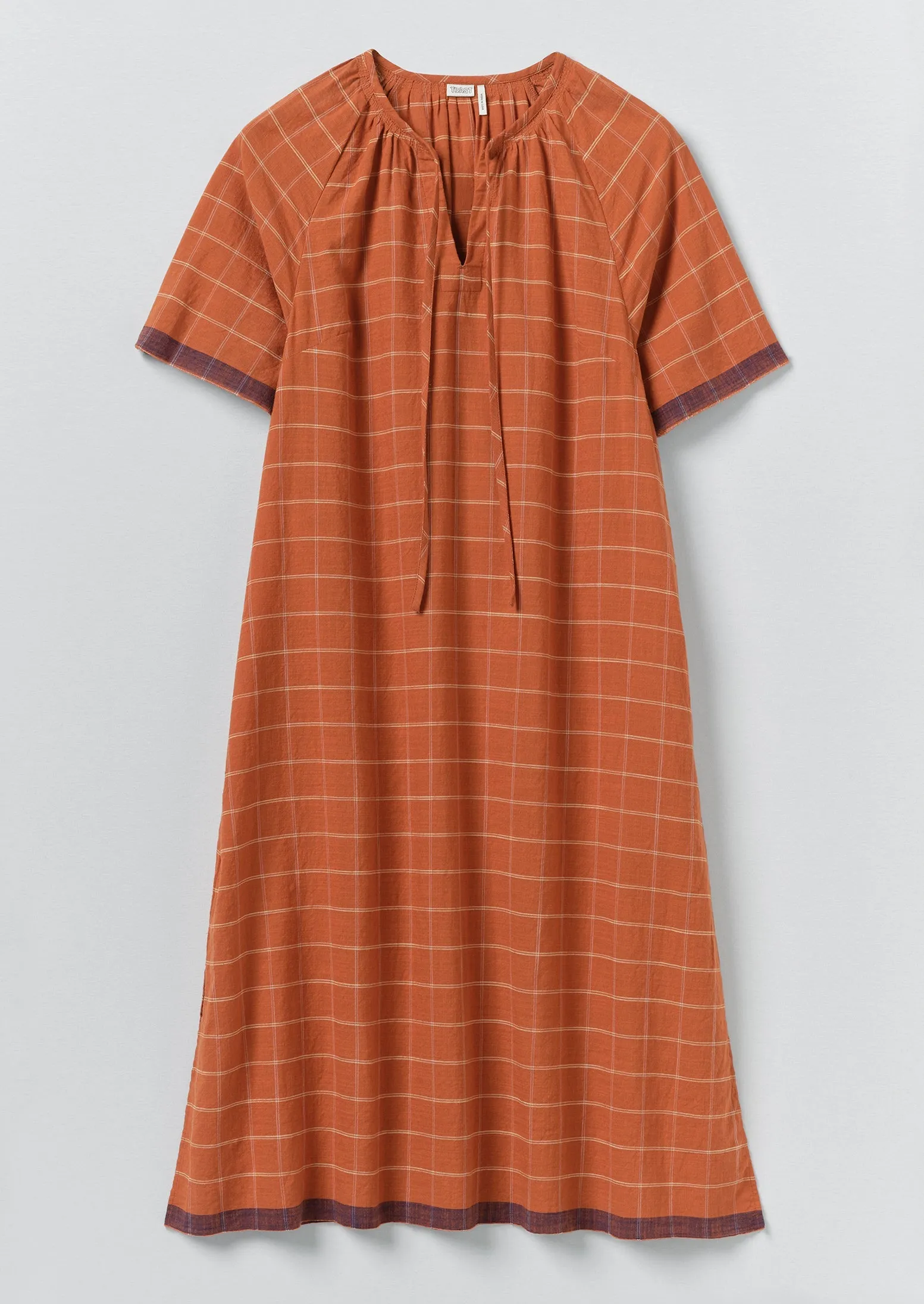 Bistrot Check Cotton Kaftan | Papaya sold by TOAST