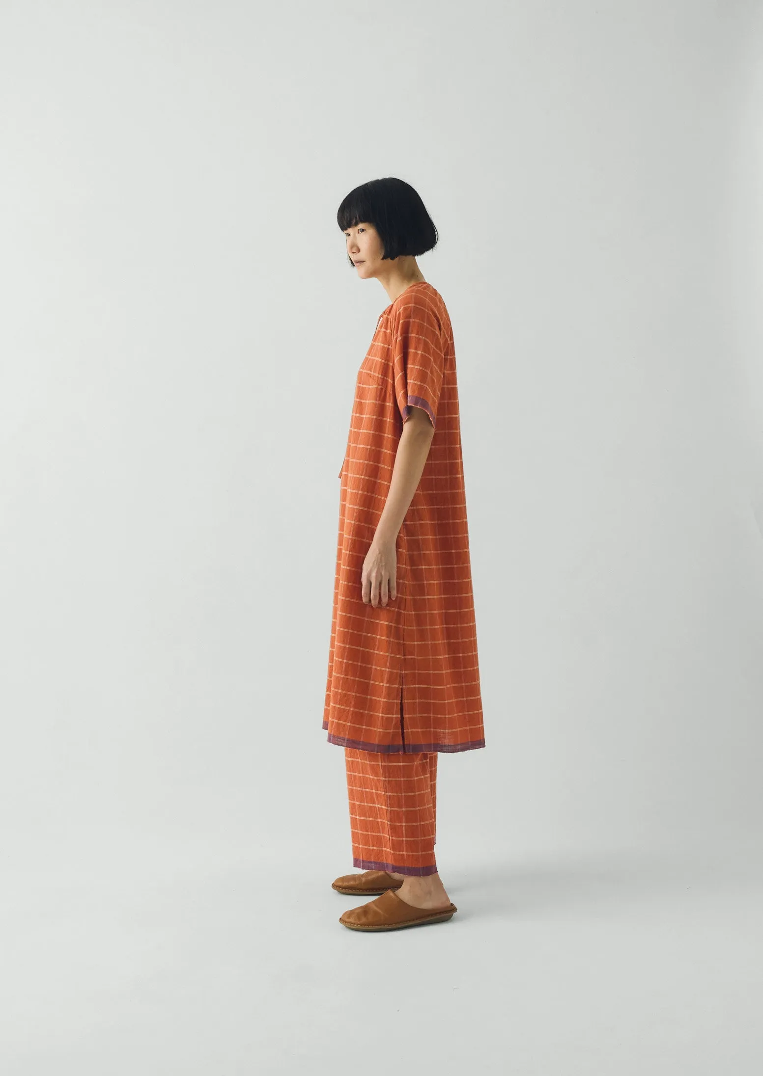 Bistrot Check Cotton Kaftan | Papaya sold by TOAST product image thumbnail 5