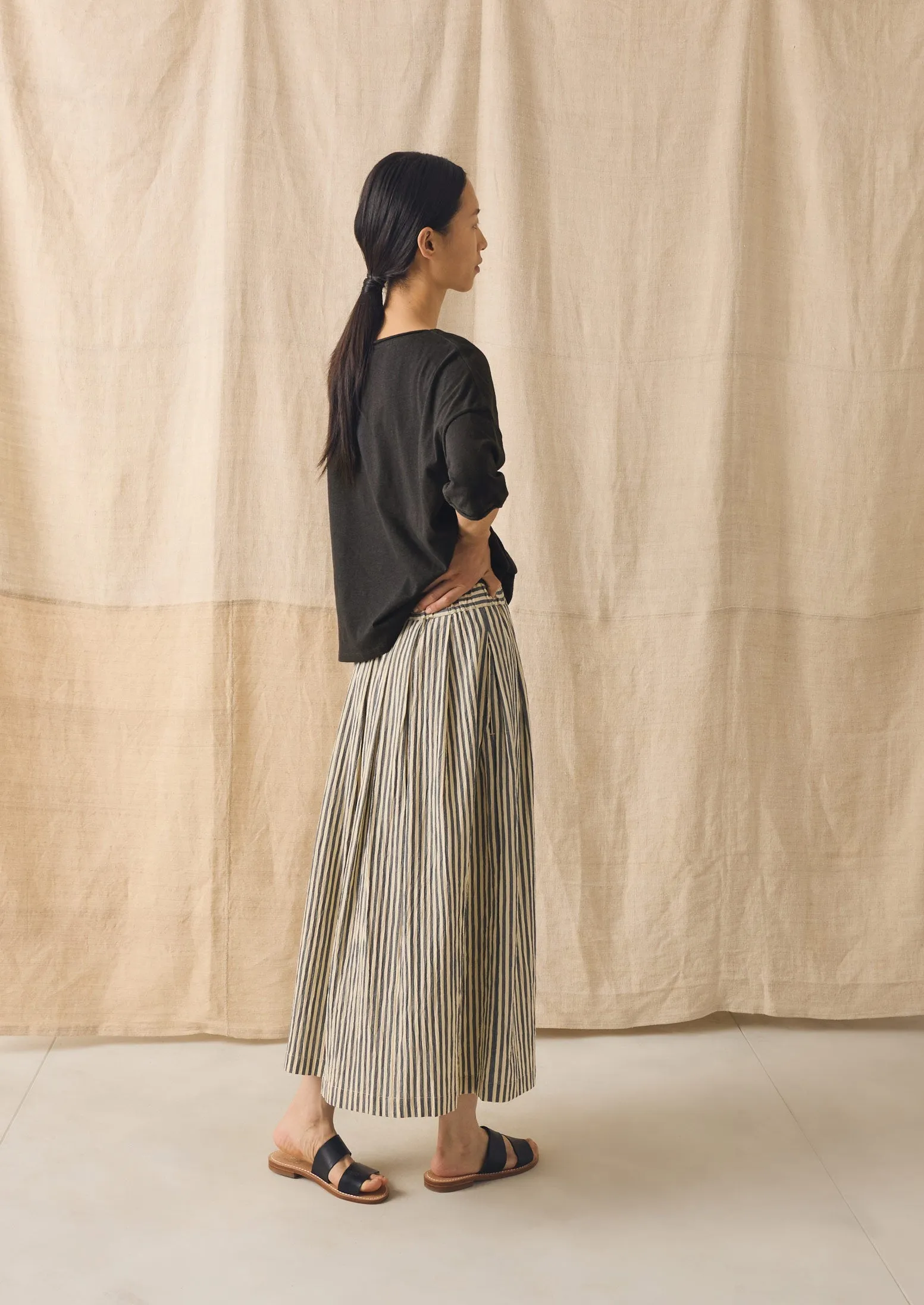 Pleated Cotton Stripe Skirt | Workshop Blue sold by TOAST product image thumbnail 5