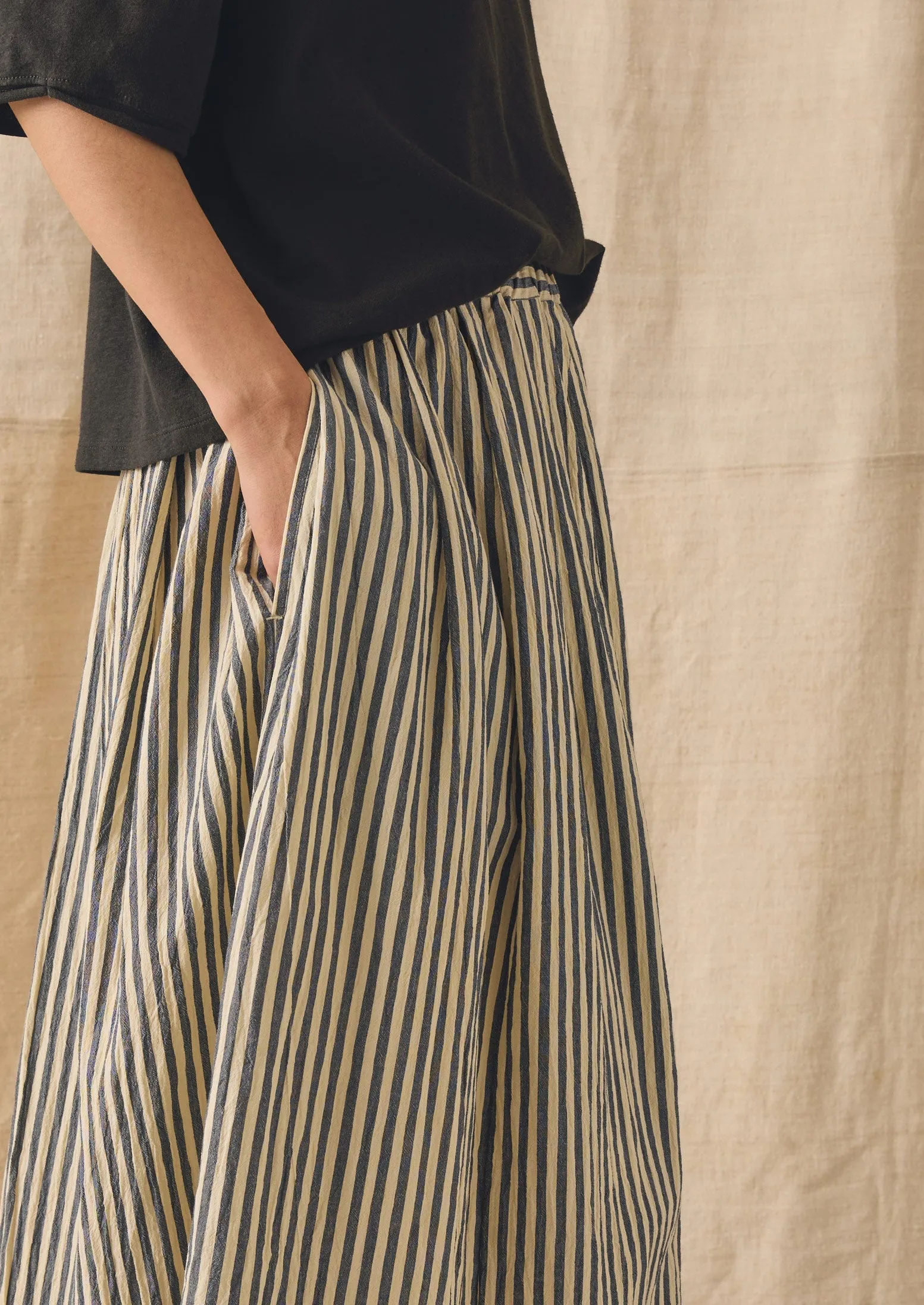 Pleated Cotton Stripe Skirt | Workshop Blue sold by TOAST product image thumbnail 3