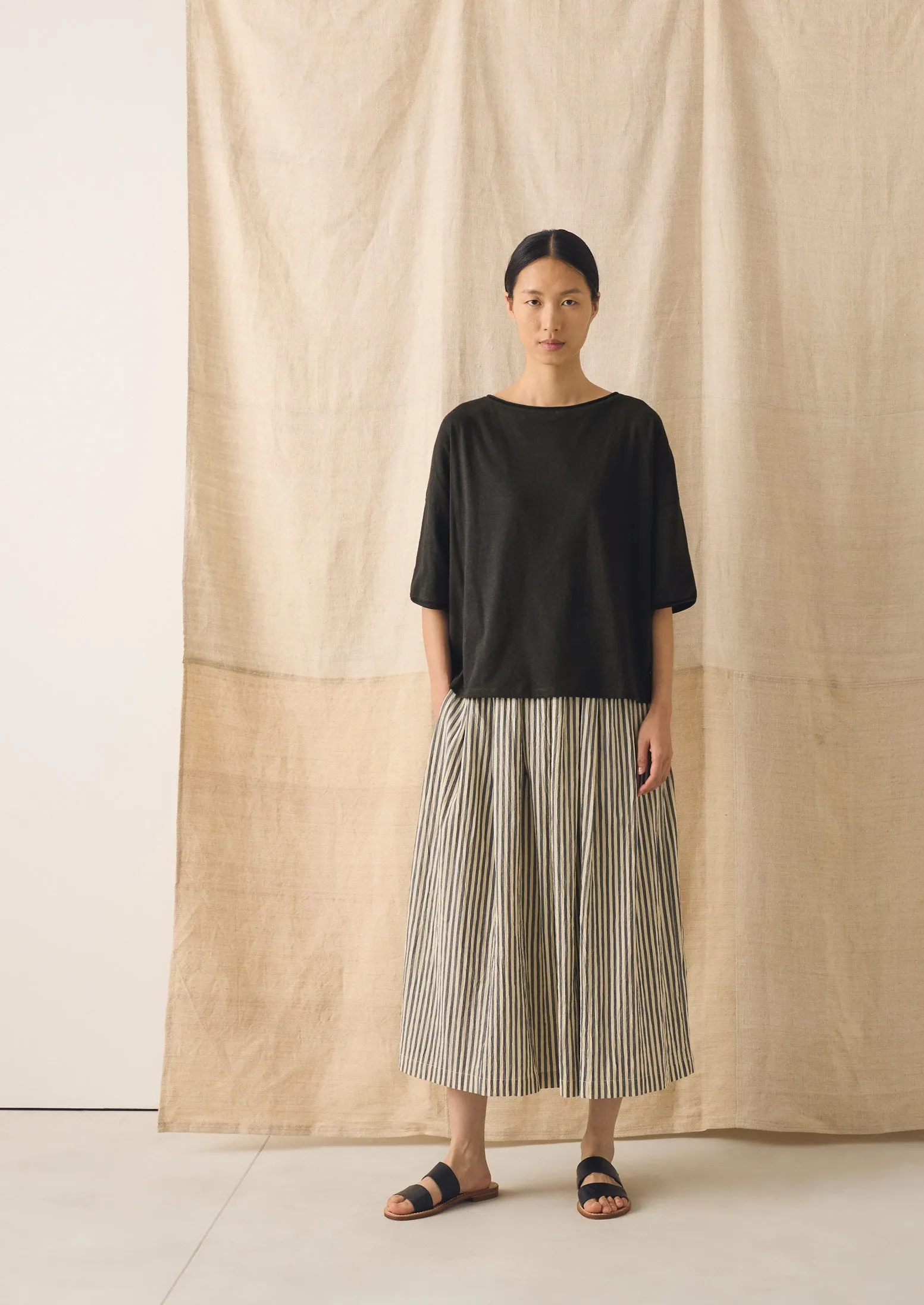 Pleated Cotton Stripe Skirt | Workshop Blue sold by TOAST product image thumbnail 4