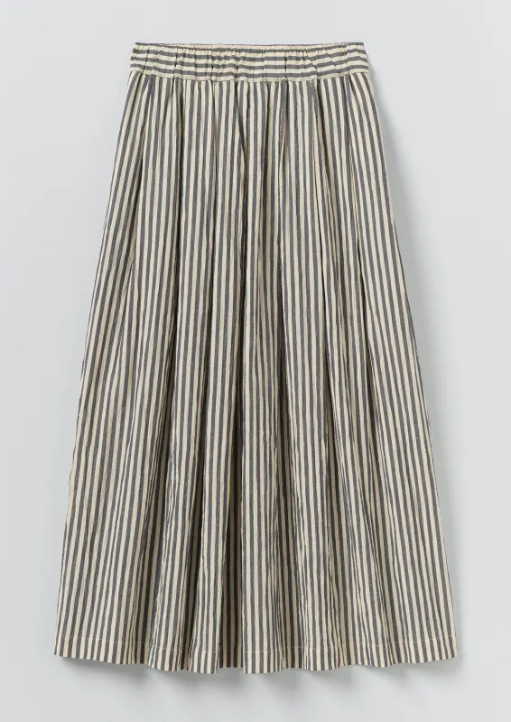 Pleated Cotton Stripe Skirt | Workshop Blue made by TOAST