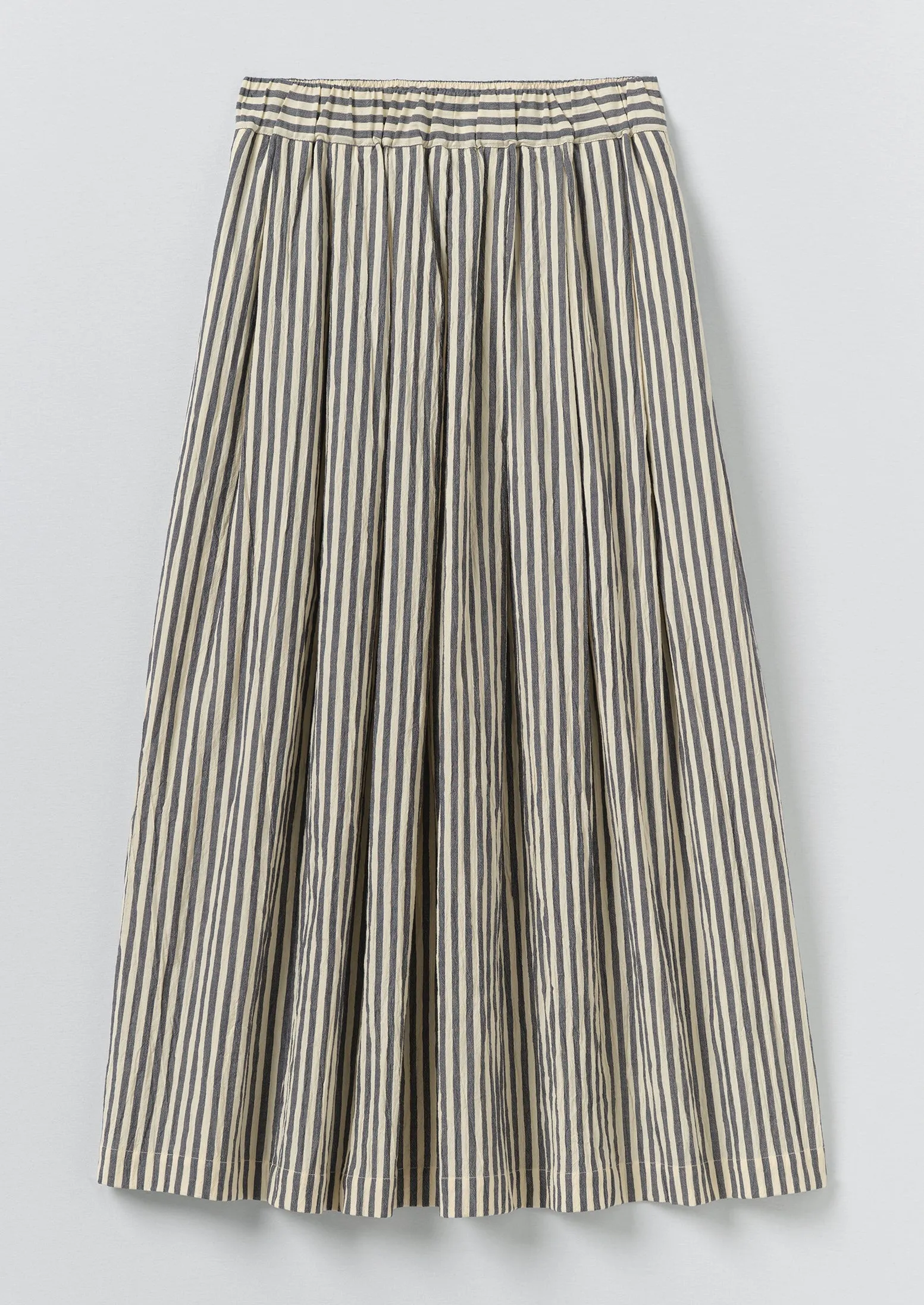 Pleated Cotton Stripe Skirt | Workshop Blue sold by TOAST