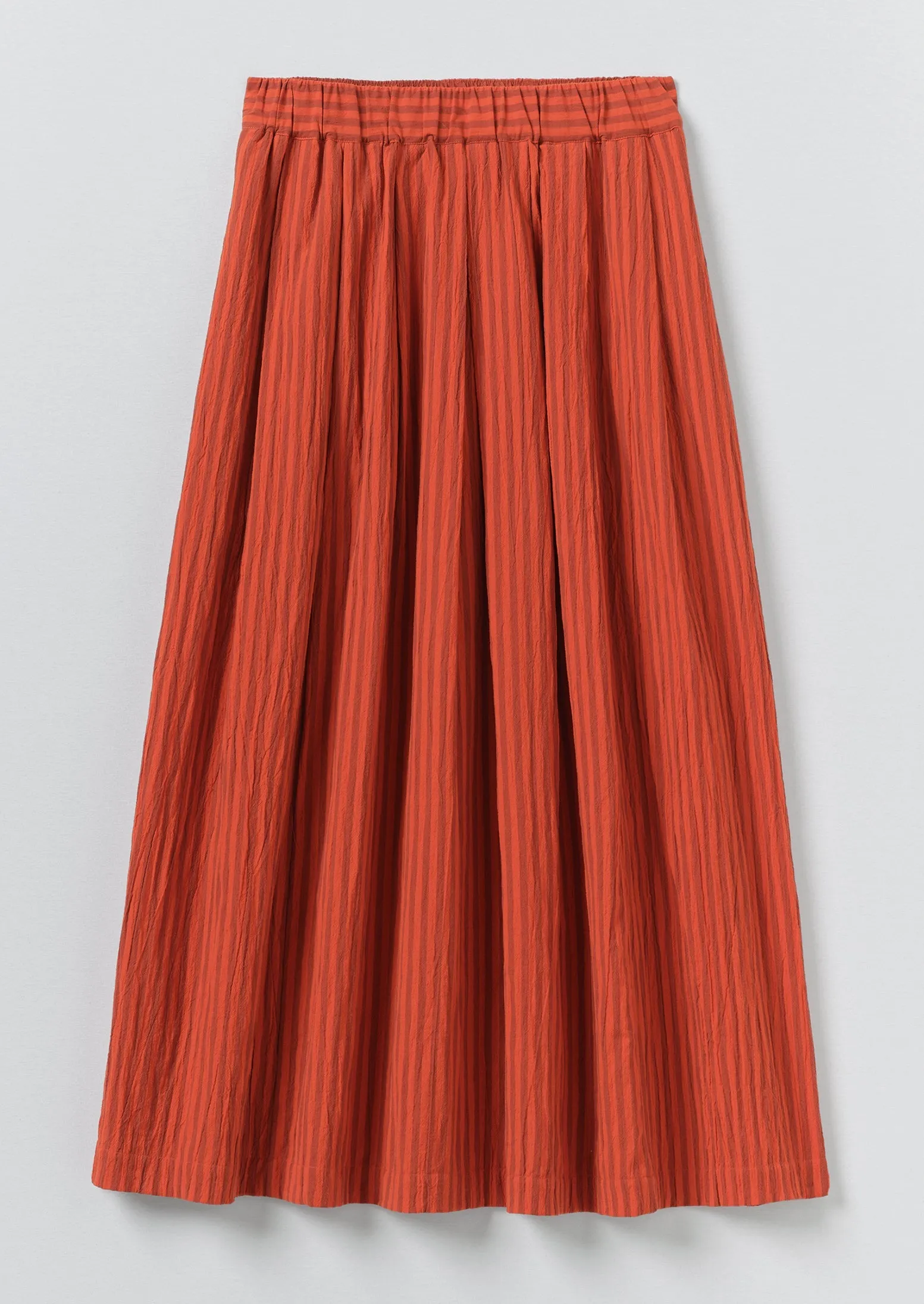 Pleated Cotton Stripe Skirt | Tomato sold by TOAST