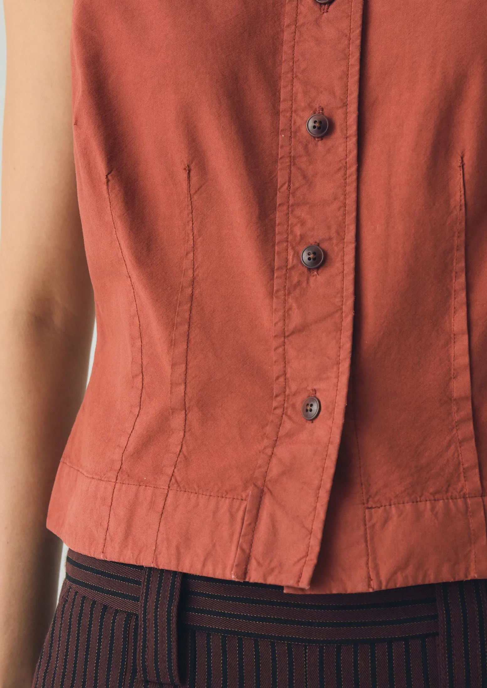 Cotton Linen Poplin Sleeveless Top | Terracotta sold by TOAST product image thumbnail 3