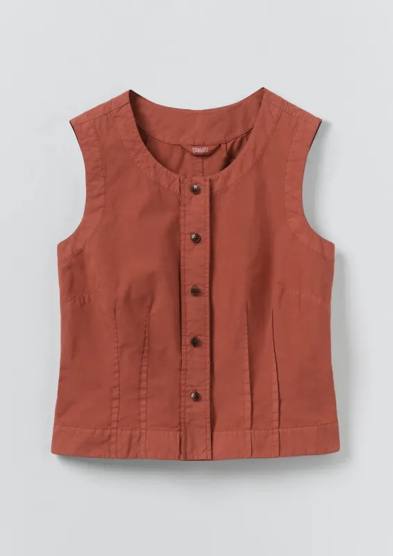 Cotton Linen Poplin Sleeveless Top | Terracotta made by TOAST