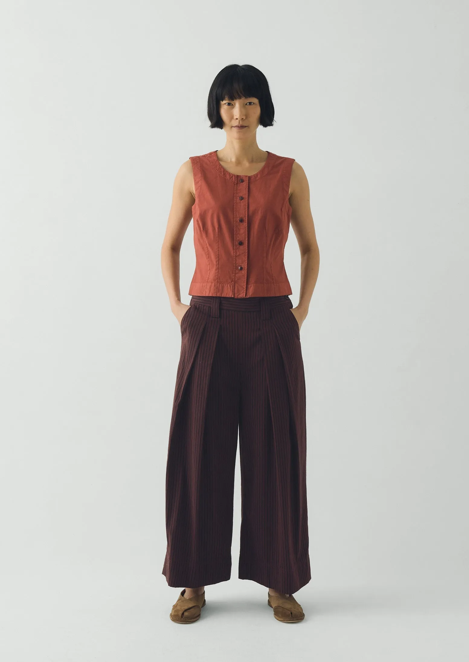 Cotton Linen Poplin Sleeveless Top | Terracotta sold by TOAST product image thumbnail 2