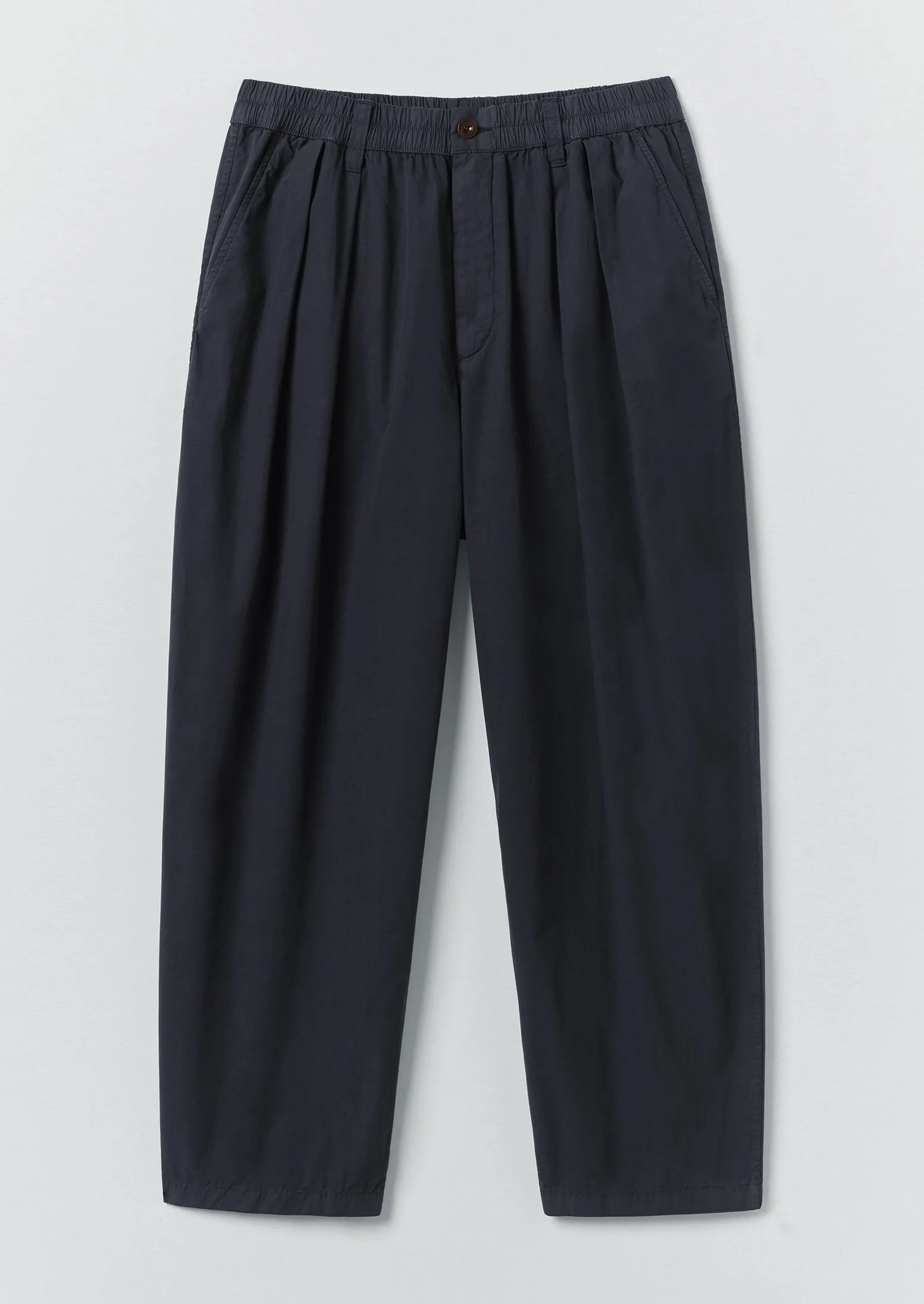 Casper Cotton Poplin Trousers | Navy sold by TOAST