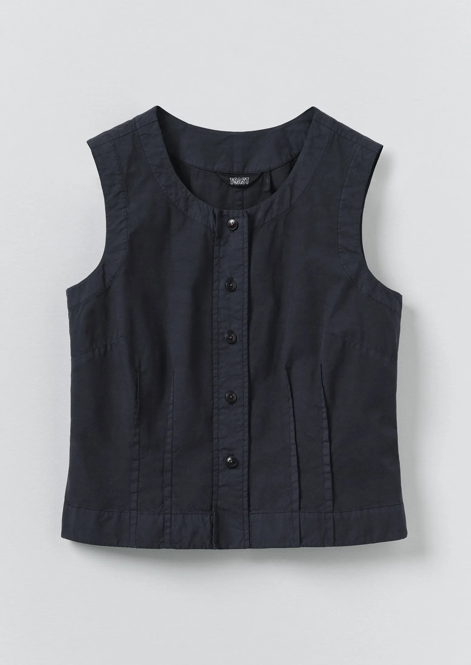 Cotton Linen Poplin Sleeveless Top | Raven Blue sold by TOAST
