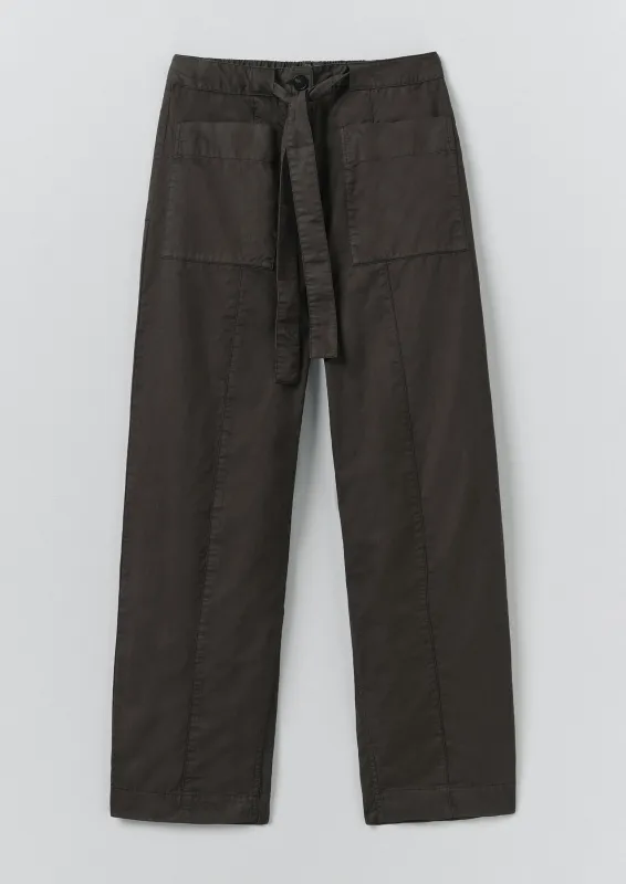Cotton Twill Belted Trousers | Smoke made by TOAST