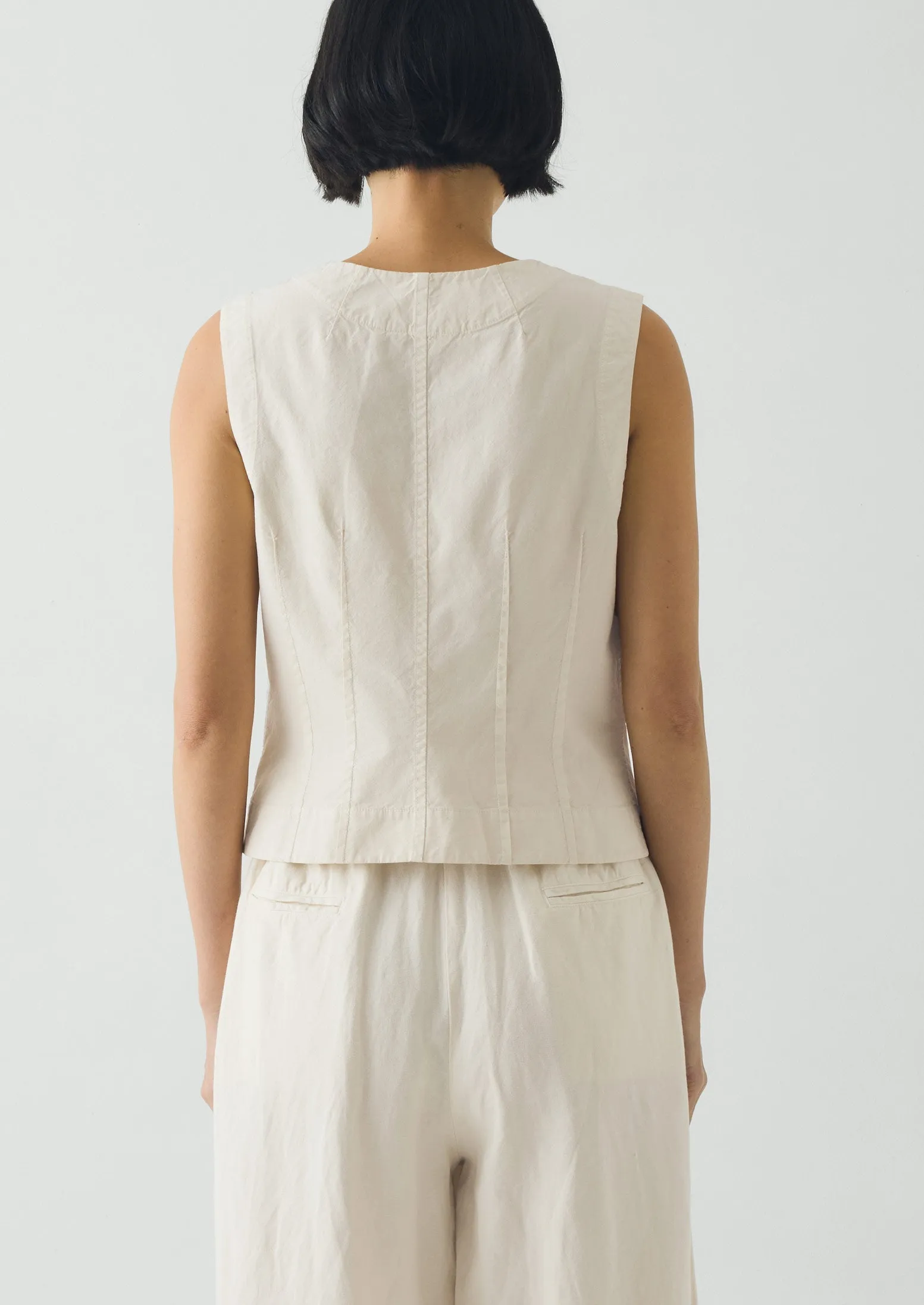 Cotton Linen Poplin Sleeveless Top | Ecru sold by TOAST product image thumbnail 3