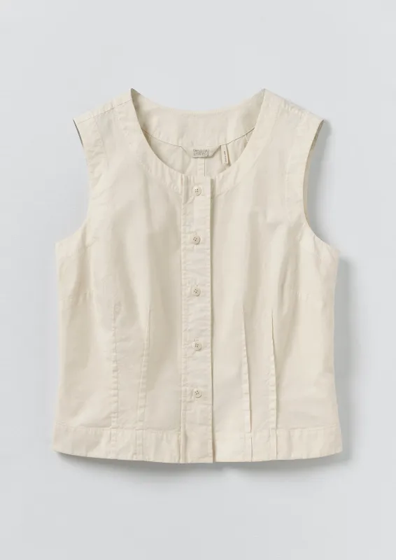 Cotton Linen Poplin Sleeveless Top | Ecru made by TOAST