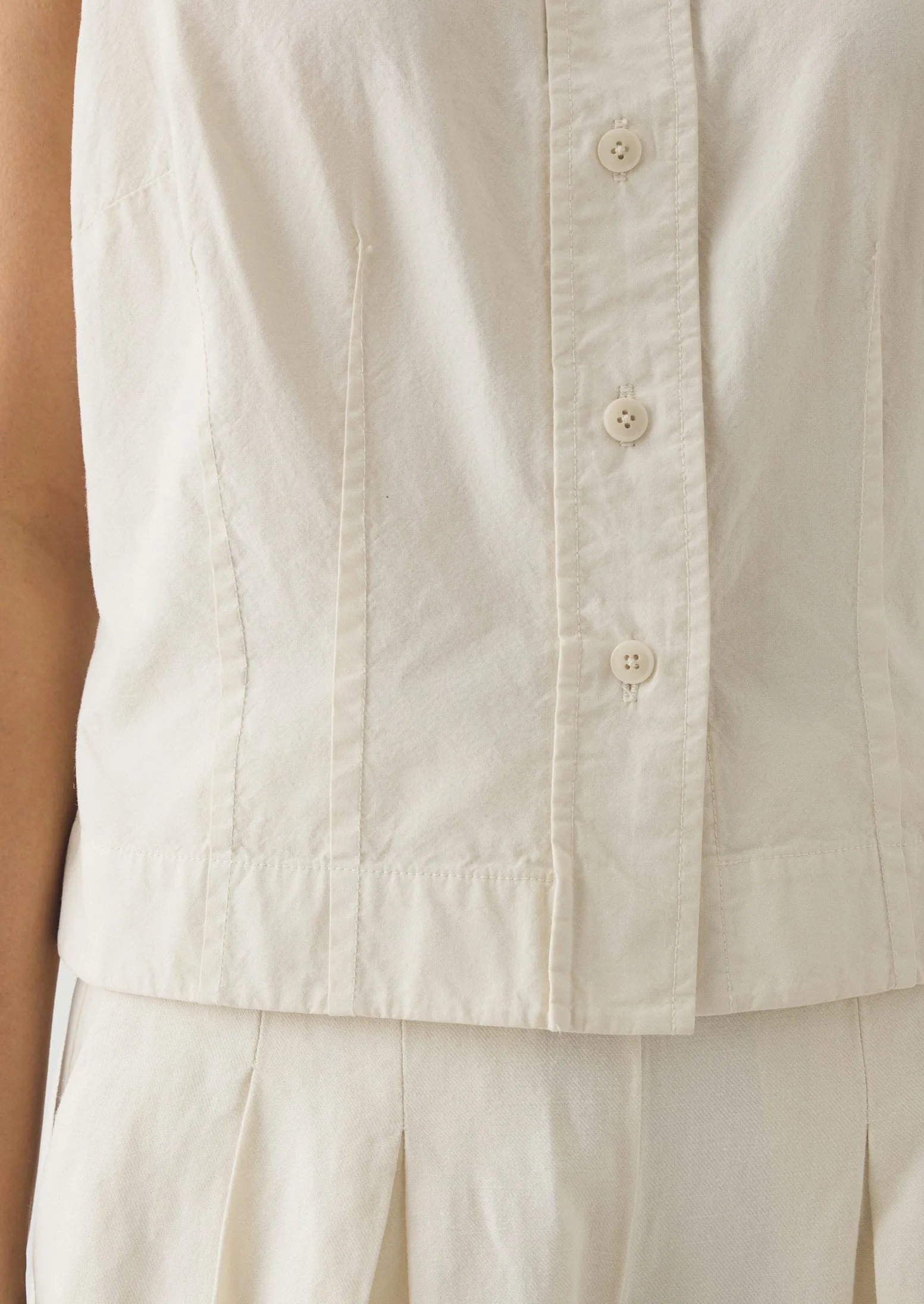 Cotton Linen Poplin Sleeveless Top | Ecru sold by TOAST product image thumbnail 5