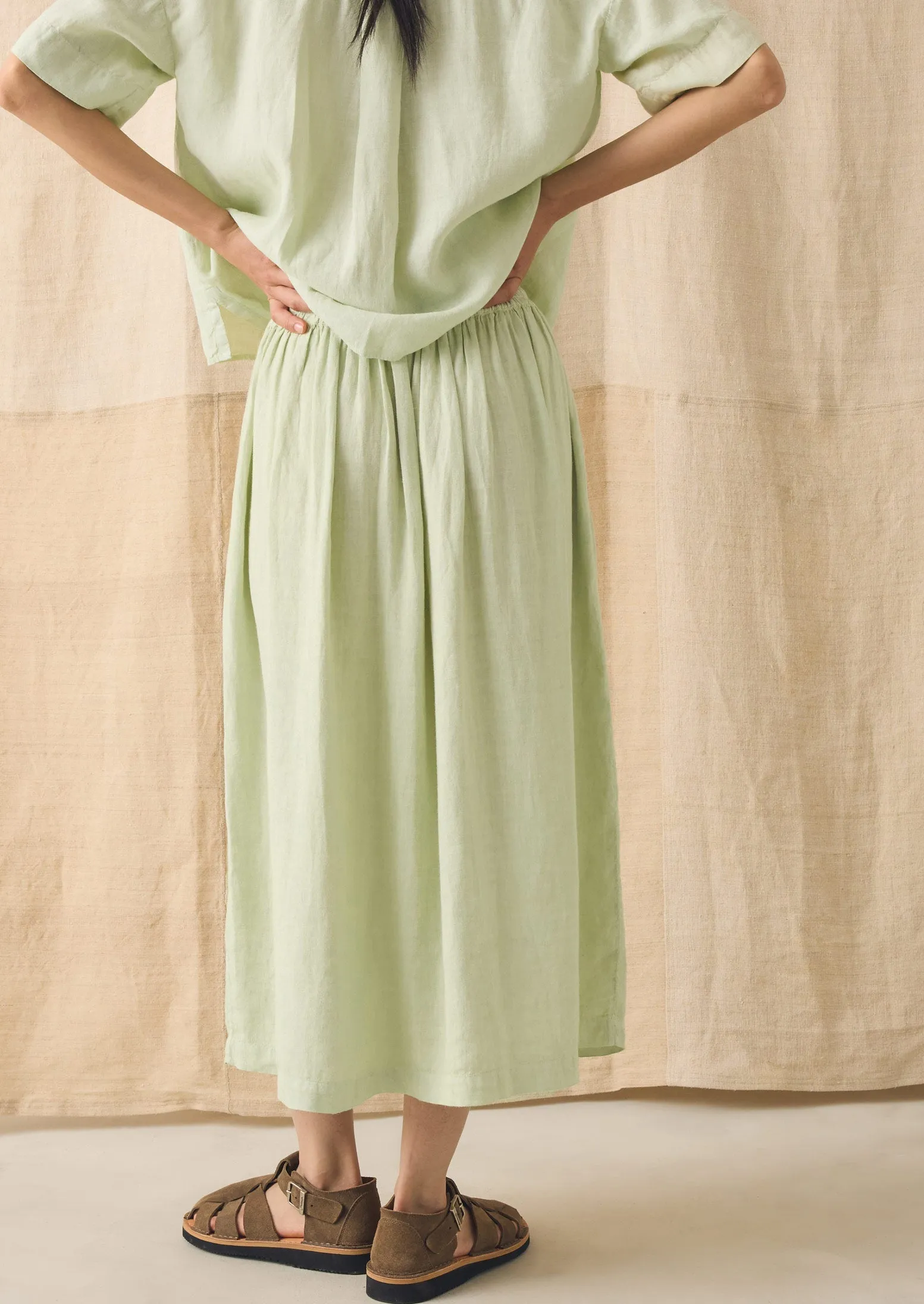 Garment Dyed Linen Skirt | Mint Tea sold by TOAST product image thumbnail 3