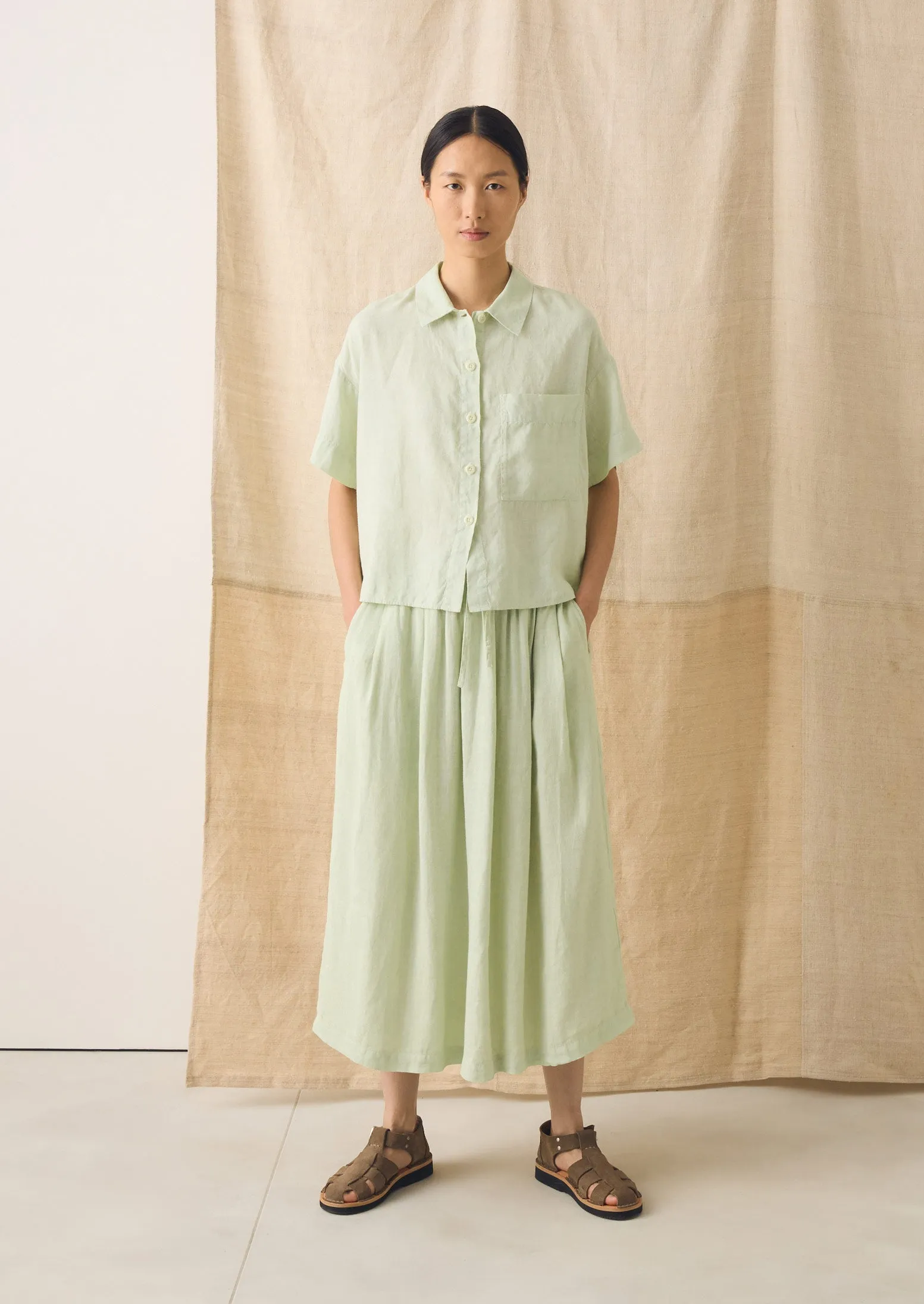 Garment Dyed Linen Skirt | Mint Tea sold by TOAST product image thumbnail 4