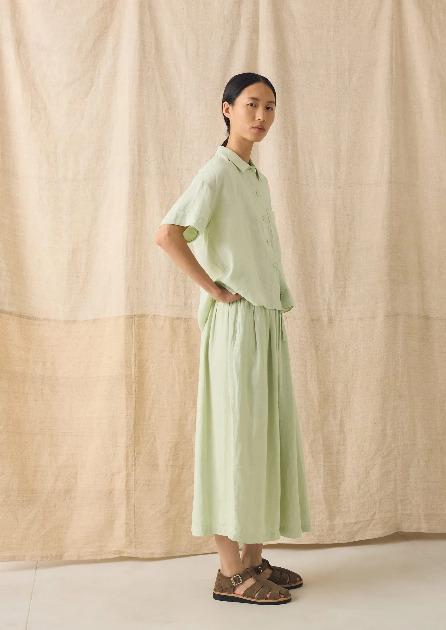 Garment Dyed Linen Skirt | Mint Tea sold by TOAST product image thumbnail 2