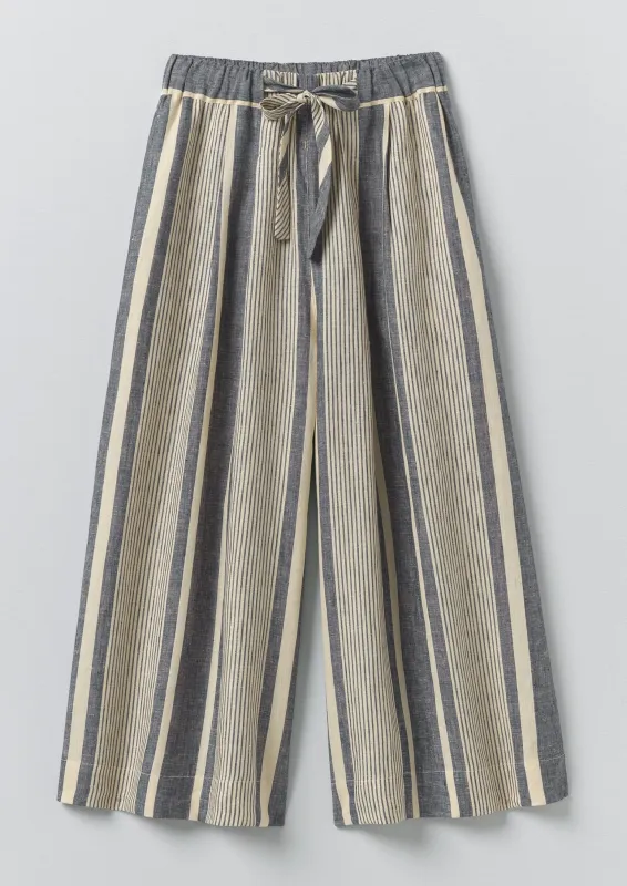Bolster Stripe Linen Culottes | Washed Denim made by TOAST