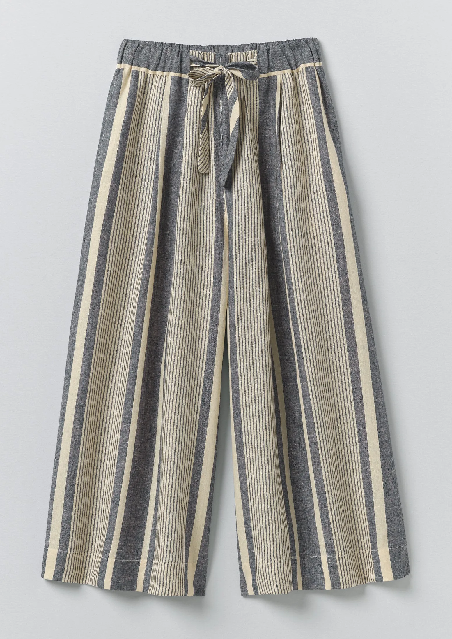 Bolster Stripe Linen Culottes | Washed Denim sold by TOAST