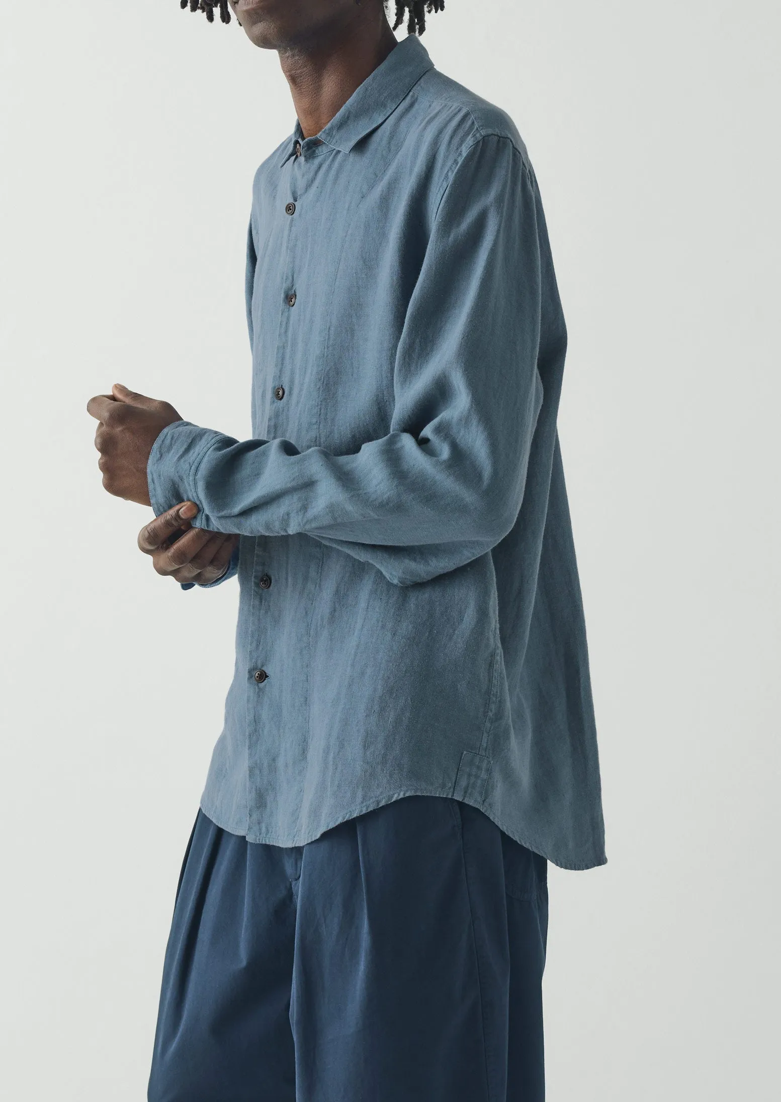 Loop Button Linen Shirt | Misty Blue sold by TOAST product image thumbnail 2