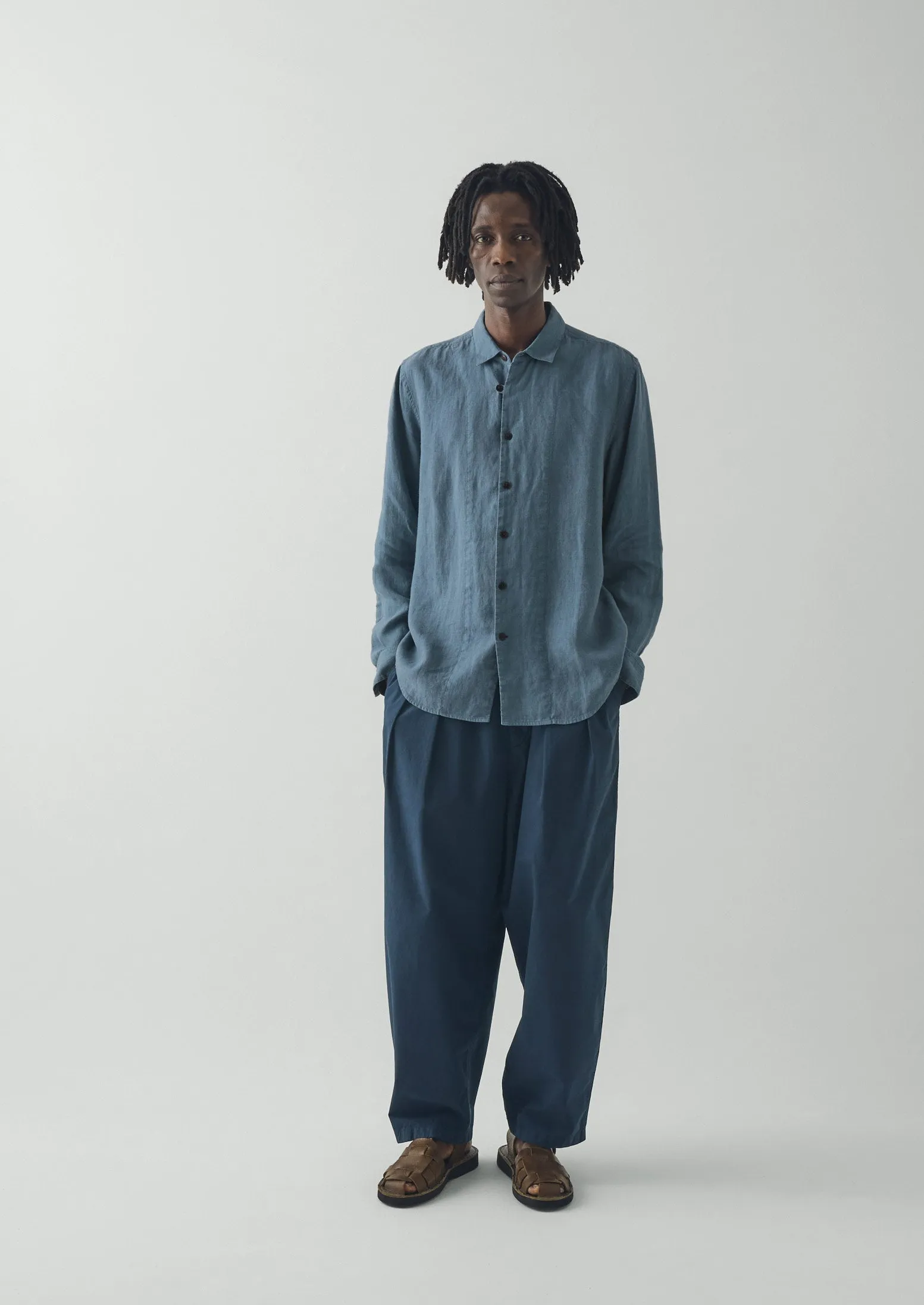 Loop Button Linen Shirt | Misty Blue sold by TOAST product image thumbnail 4