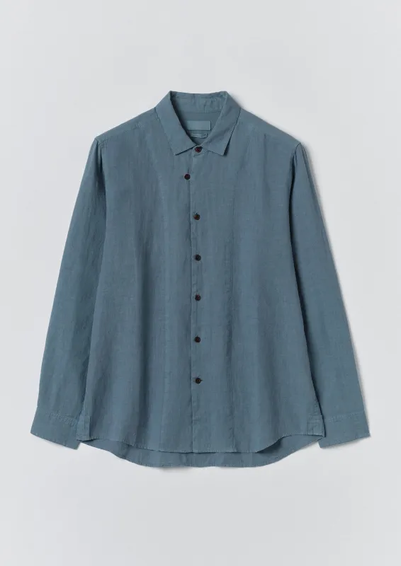Loop Button Linen Shirt | Misty Blue made by TOAST