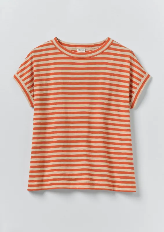Alda Stripe Cotton Easy Tee | Mango/Shell made by TOAST