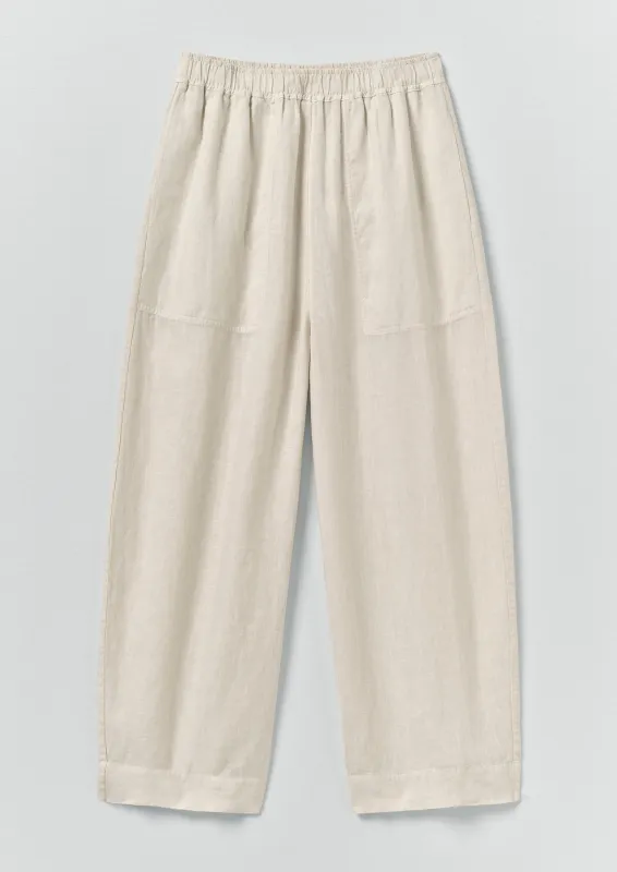 Garment Dyed Linen Barrel Leg Trousers | Oat made by TOAST