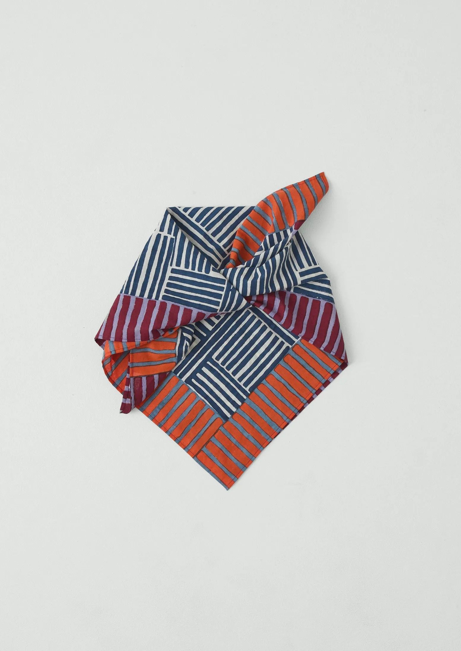 Patchwork Stripe Block Print Bandana | Verdigris/Multi sold by TOAST product image thumbnail 2