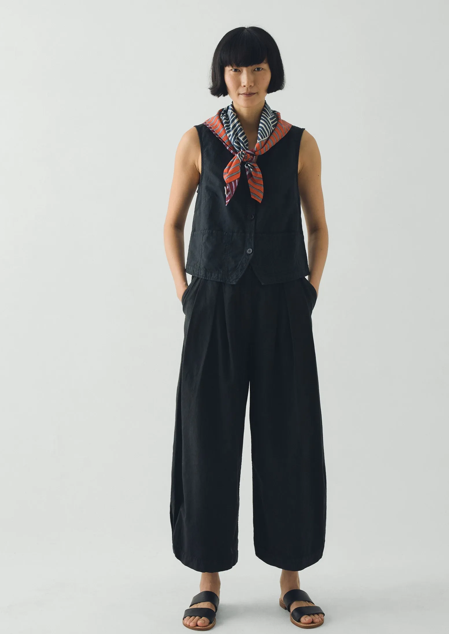 Patchwork Stripe Block Print Bandana | Verdigris/Multi sold by TOAST product image thumbnail 4