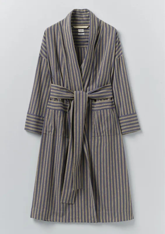 Awning Stripe Cotton Linen Gown | Catkin/Denim Blue made by TOAST