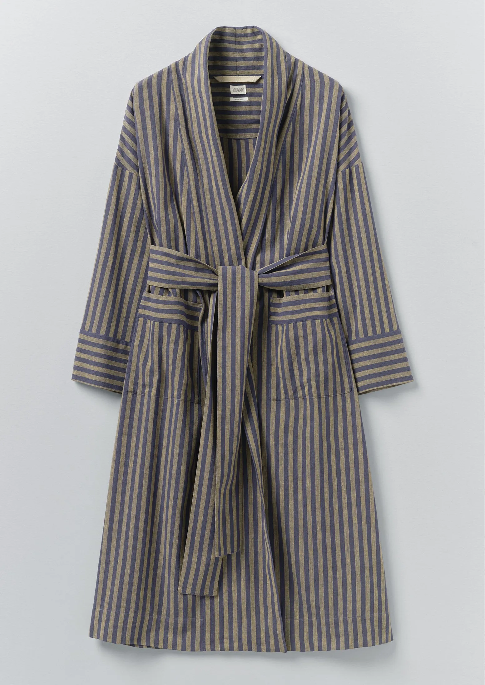 Awning Stripe Cotton Linen Gown | Catkin/Denim Blue sold by TOAST