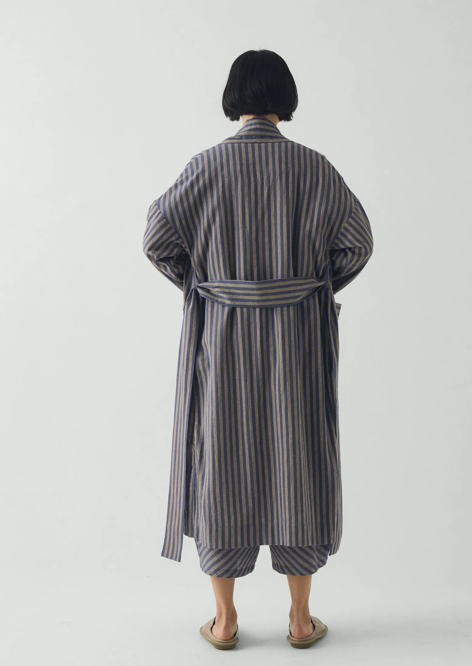 Awning Stripe Cotton Linen Gown | Catkin/Denim Blue sold by TOAST product image thumbnail 3