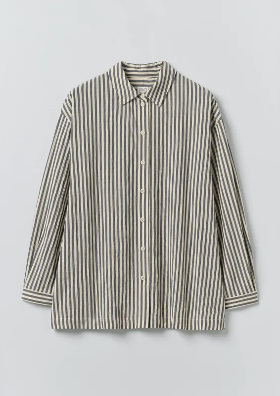 Tablier Stripe Easy Cotton Shirt | Workshop Blue made by TOAST