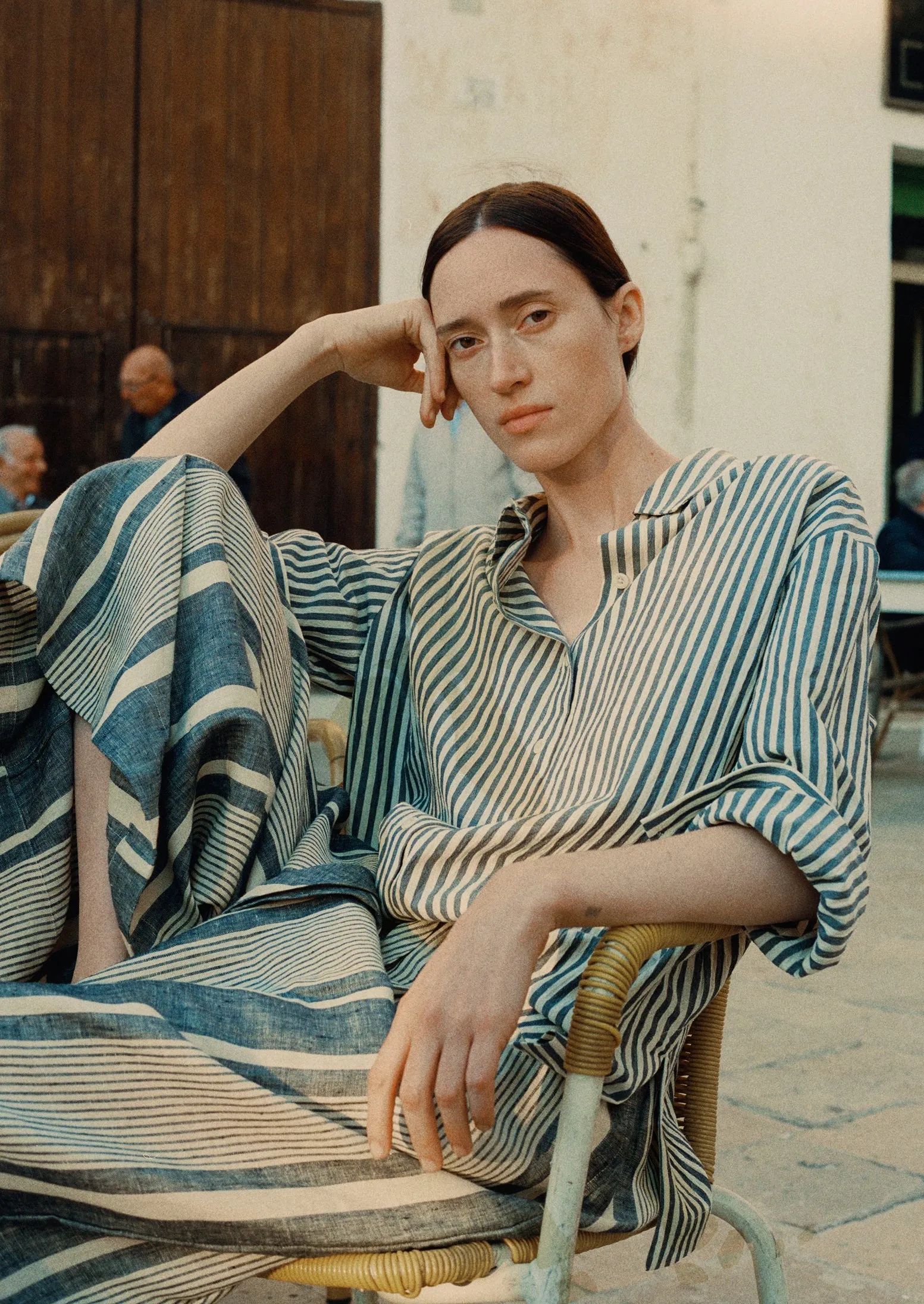 Tablier Stripe Easy Cotton Shirt | Workshop Blue sold by TOAST product image thumbnail 2